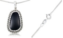 Macy's Onyx (19 x 11mm), Crystal & Marcasite Pendant on 18"Chain in Sterling Silver